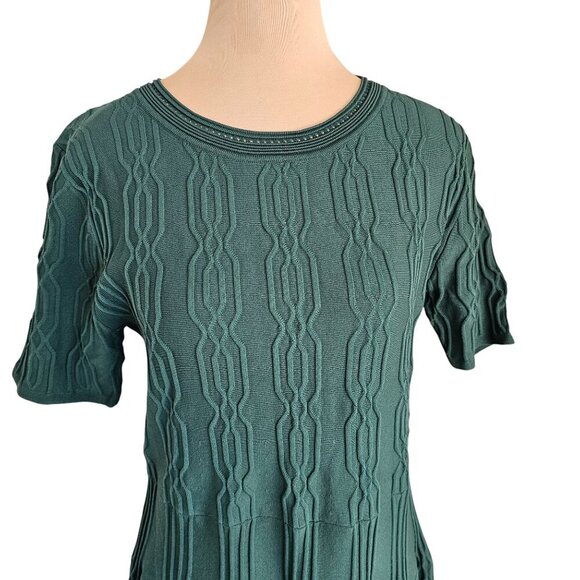 Catherine Malandrino Green Raised Graphic Knit Style Dress Sz L - Picture 4 of 10